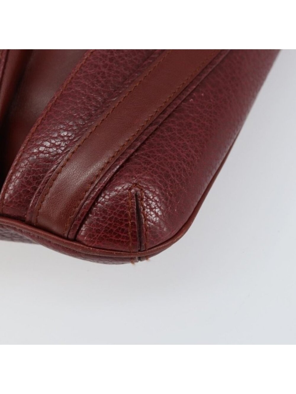 Authentic CARTIER Shoulder Bag Leather Bordeaux Gold - Picture 6 of 16